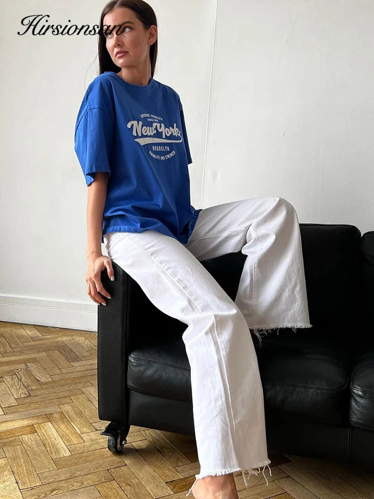 T-Shirt mit lebendigem New York-Grafikmotiv