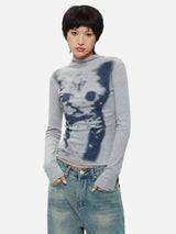 단열 고양이 프린트 긴팔 티셔츠