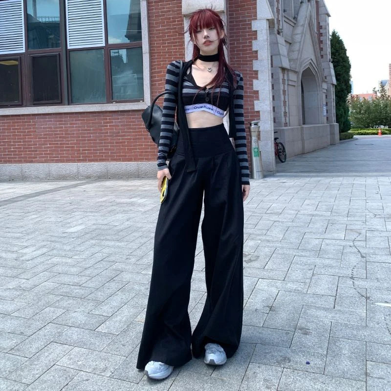 Women Vintage Streetwear Chic Wide Leg Summer Pants