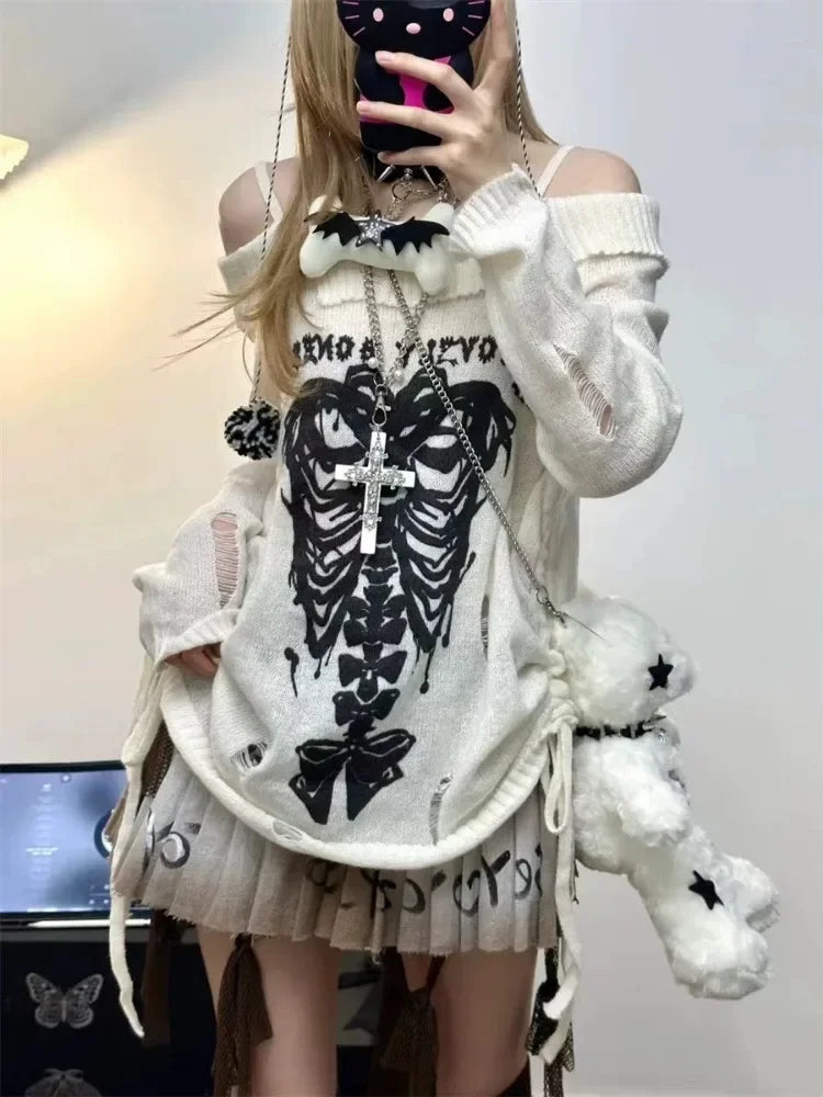 Y2K lockerer Gothic-Strickpullover