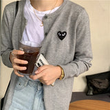 Y2K Heart Patch Button-Up Sweater
