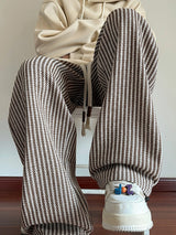 Autumn Striped Elastic Waist Pants