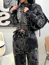 Y2K Dragon Print Baggy Denim Jeans
