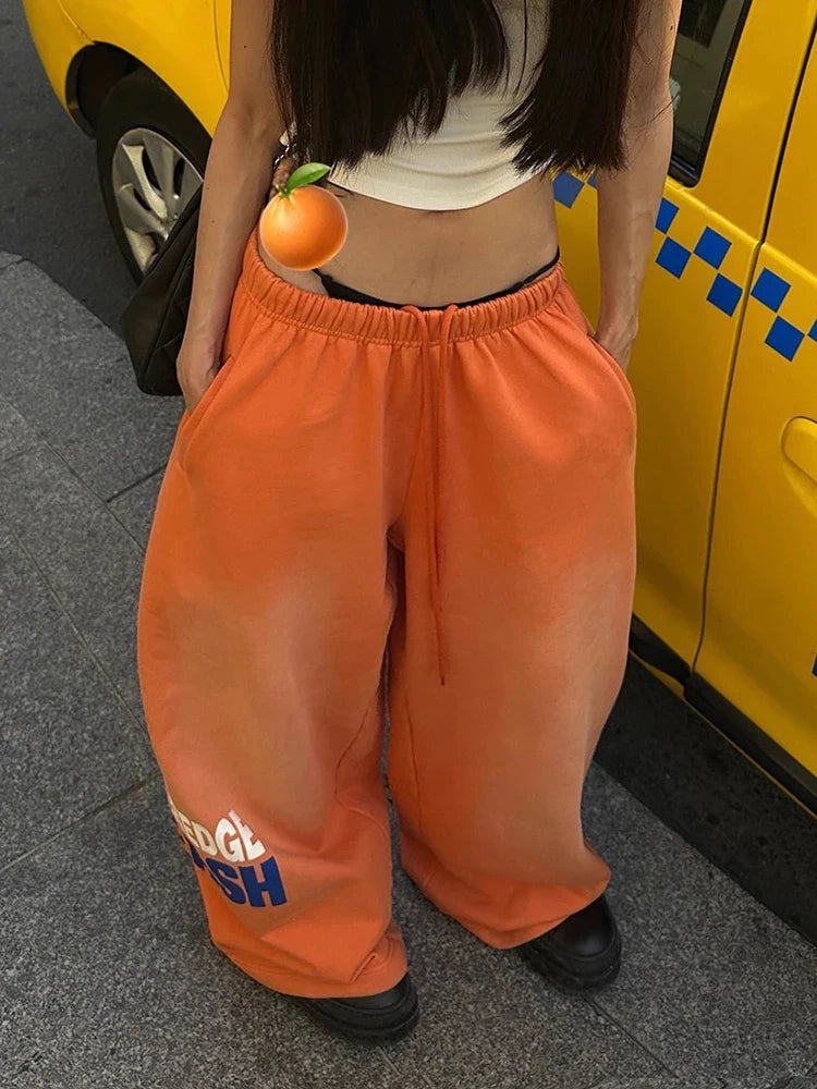 Versatile Elastic Waist Baggy Lounge Sweatpants