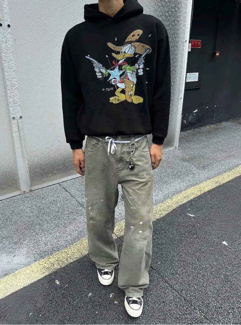 ヴィンテージ アイス ダメージ インク スプラッシュ カーゴ ジーンズ