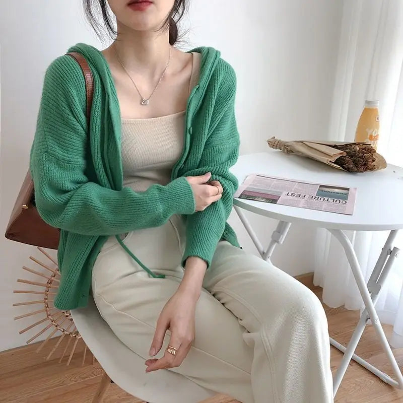 Soft Girl Knitted Hooded Sweater