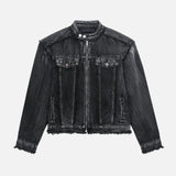 Streetwear Ripped Rugged Punk Washed Denim Jacket