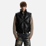 High-Quality Solid Color PU Leather Padded Vest