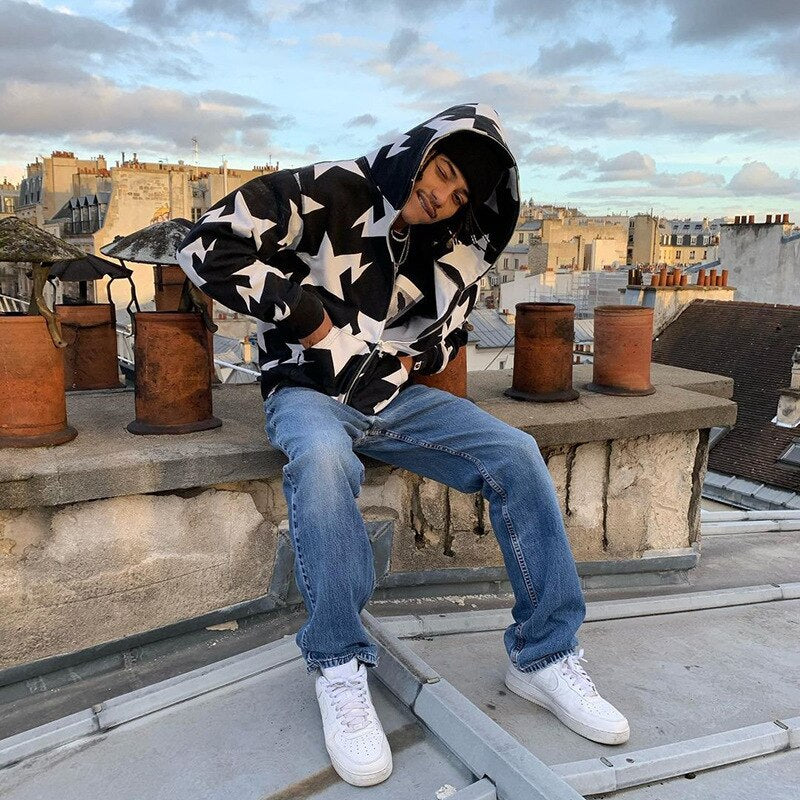 Sweat à capuche grunge zippé