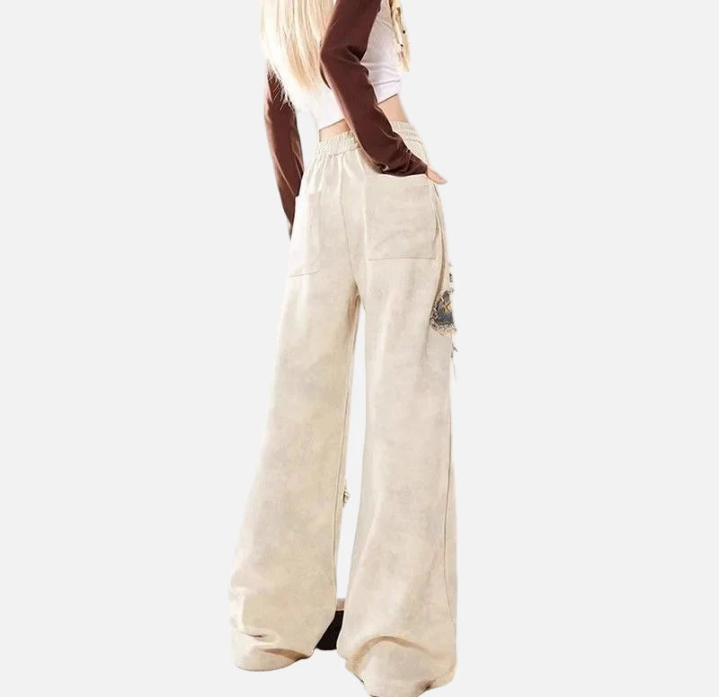 American Retro Butterfly Patch Casual Sweatpants