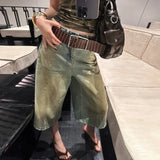 Retro Washed Denim High Waisted Denim Jorts