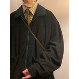 Oversized Patchwork Corduroy Bomber Jacket