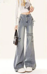 Damen-Jeans mit scharfem Vintage-Stil und Micro-Flare-Schnitt