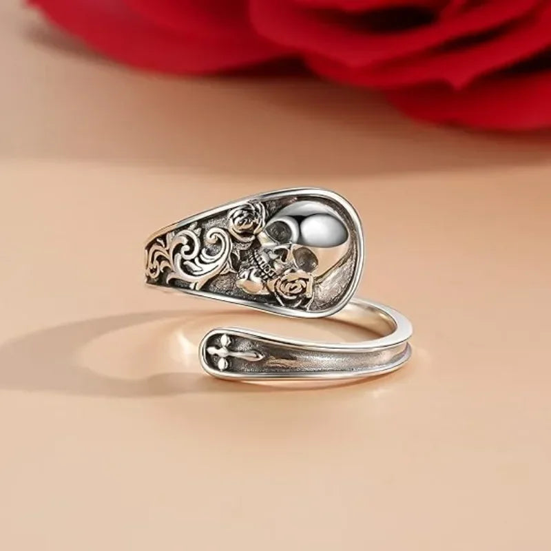 Gothic Rose Flower Adjustable Ring
