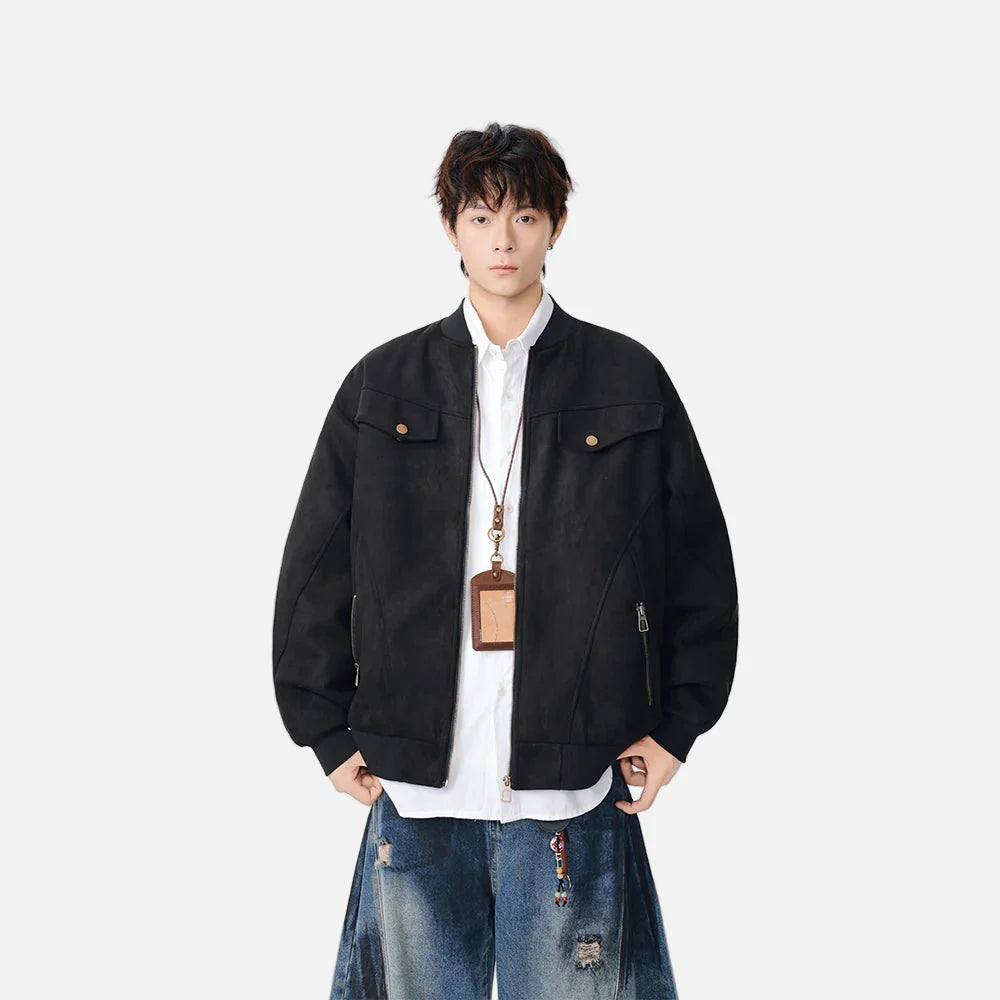 Lässige Jacke mit durchgehendem Reißverschluss und Used-Look-Muster