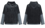 Grunge Embroidered Fake Two Piece Layered Hoodie