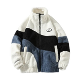 Oversize Fleece Patchwork Zip-Up Puffer Jacket