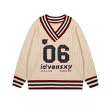 Cozy Vintage Letter Print Oversize Sweater
