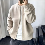 Y2K Knitted Solid Color Button-Up Cardigan