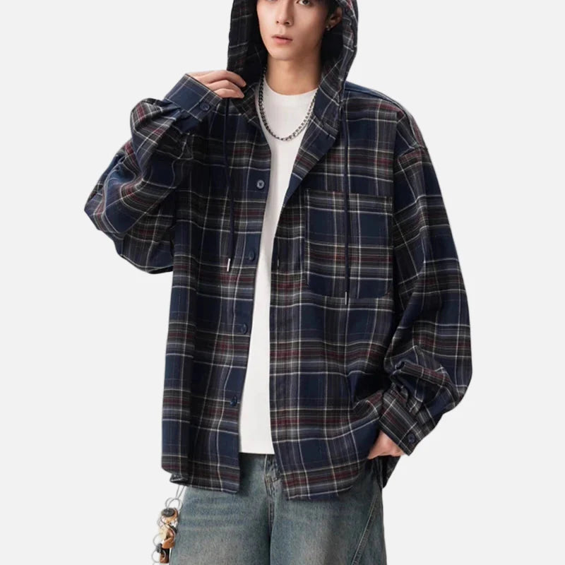 Vielseitiges Y2K-kariertes Langarmshirt mit Kapuze