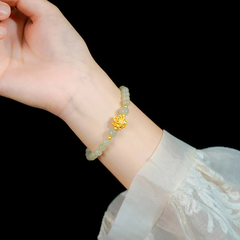 Luxurious Gold Plated Lotus Flower Bracelet