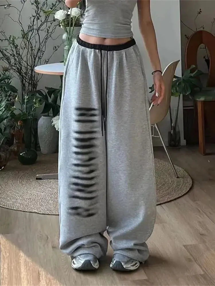 Retro-Patchwork-bedruckte Oversize-Jogginghose