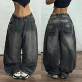 Y2K Embroidered Wide-Leg Jeans
