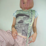 Vintage Grunge Mesh Cyber ​​Grafik T-Shirt