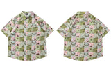 Trendiges Strandhemd mit hawaiianischem Grafikprint im Y2K-Stil
