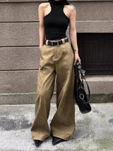 Lässig-coole Retro-Khaki-Jeans mit weitem Bein