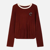 Women Minimalist Embroidered Logo Knit Sweater