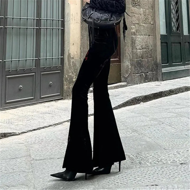 Velvet High Waist Flare Pants