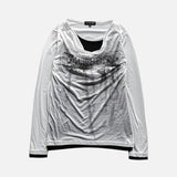 Vintage Patchwork Fake Two Piece Langarm-T-Shirt