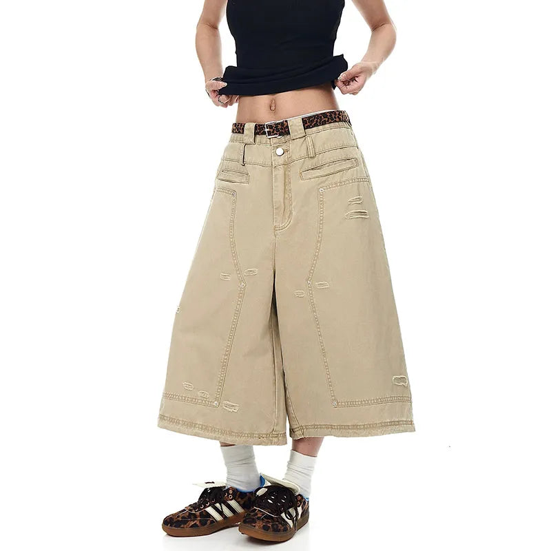 Streetwear Retro Vintage Cool Knee-Length Jorts