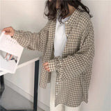 Chemise boutonnée décontractée à carreaux Soft Girl