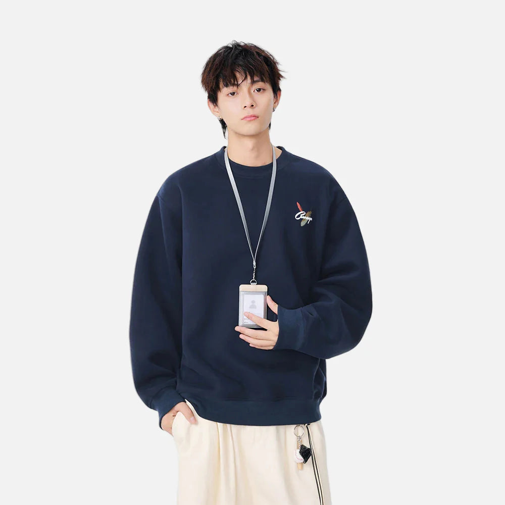 Cozy Feather Pattern Letter Print Sweatshirt