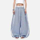 Flattering Y2K Plaid Cool Elastic Wide Leg Pants