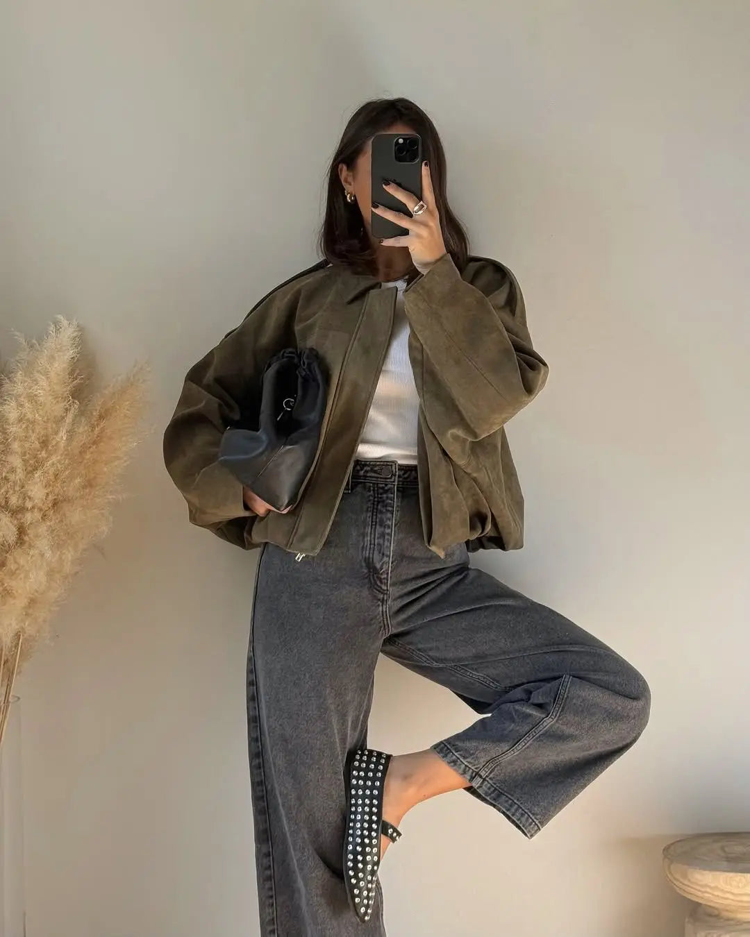 Veste à revers en daim texturé vintage haut de gamme
