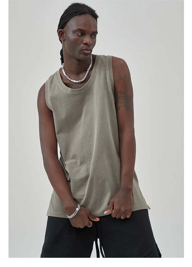 Unisex-T-Shirt mit Seitenschlitz, ärmellos