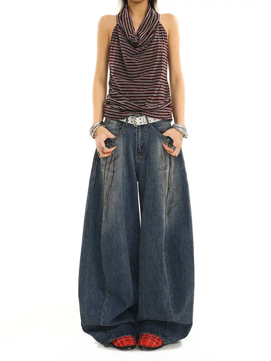 Vintage Oversize Style blaue Boyfriend-Jeans