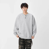 Casual Stand Collar Button Detail Sweatshirt