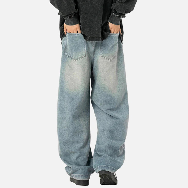 Premium Streetwear Wide Leg Curved Denim Jeans