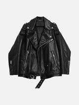 Veste de moto gothique élégante en cuir PU noir