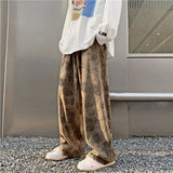 Streetwear Floral Corduroy Wide Leg Pants