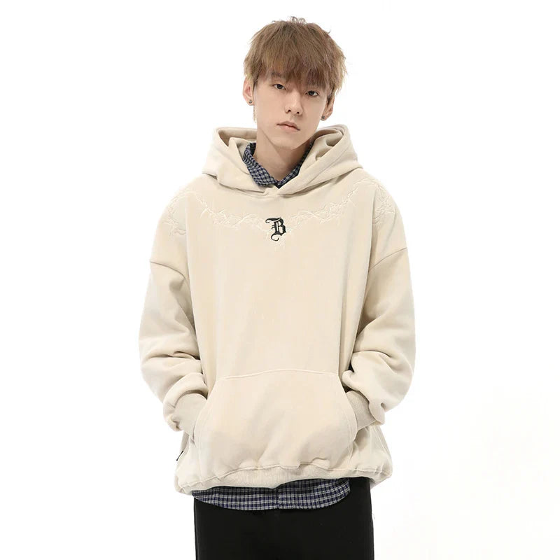 Embroidery Letter Loose Hoodie
