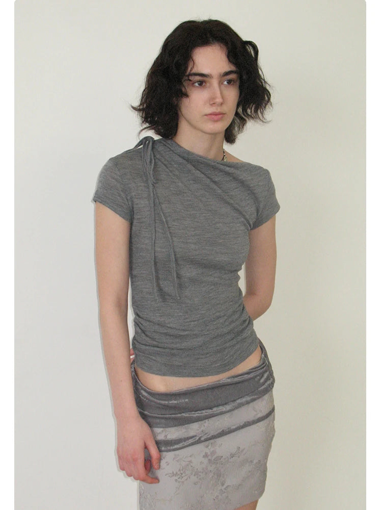 Grey Solid Women’s Crop Top