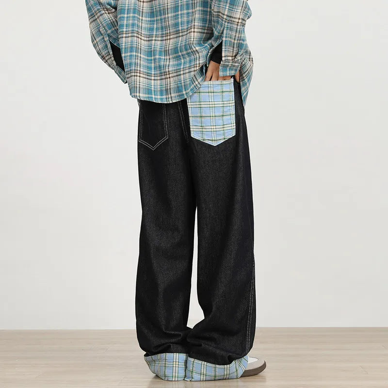 Luxury Straight & Sleek Patchwork Wide Leg Jeans