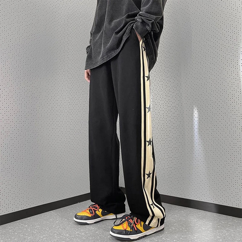 Streetwear Vintage High Waist Black Star Sweatpants