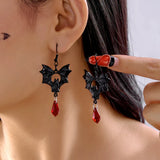 Halloween Gothic Bat Droplet Earrings