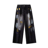 Coole Jeans mit Graffiti-Farbdruck im Used-Look